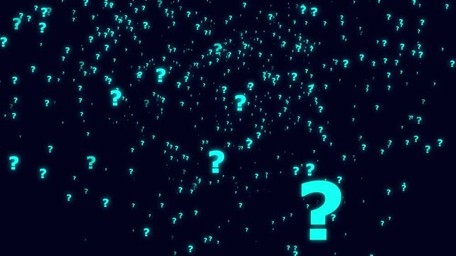 Question mark concept animation up question mark flat.  black screen alpha looping 4k question mark confused dizzy. Question marks fly and burst at the end. quiz, education, riddle, puzzle, secret
