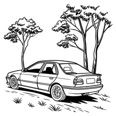 Car and Small Trees 1