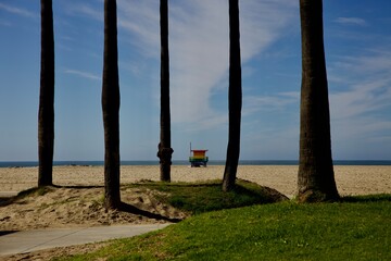 colorful lifeguard station on the beach