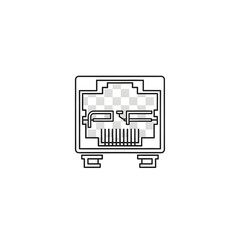 Image of an ethernet connector, a representation of digital communication, and data transmission