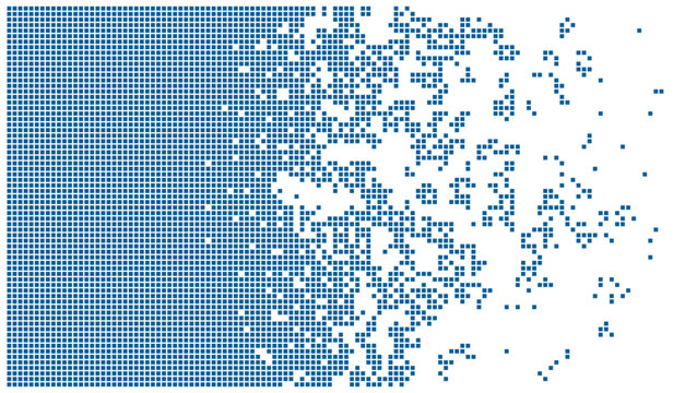 Blue Pixel Mosaic Disintegration Abstract Background Representing Digital Data Transition And Technology