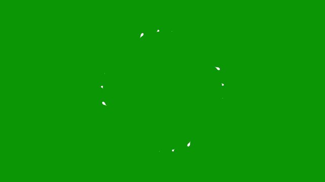 Circle fireworks line blast and circle burst explosion, pop-up line animation, geometric effects with circle ring accent highlight elements, transparent green background transition loop. 4K