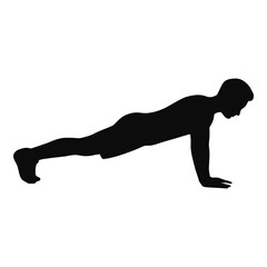 Illustration of black silhouette of a man doing a pushup