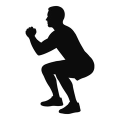 Illustration of man doing a squat exercise in black silhouette