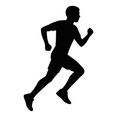 Illustration of black silhouette of a man running in motion