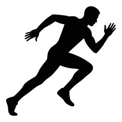 Illustration of black silhouette of a man running in motion