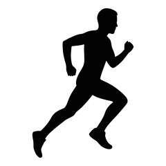 Illustration of black silhouette of a man running in motion