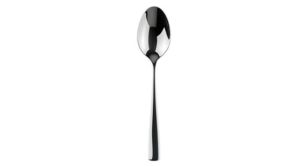 Elegant polished silver spoon, simple and modern design, isolated on a clean white background.