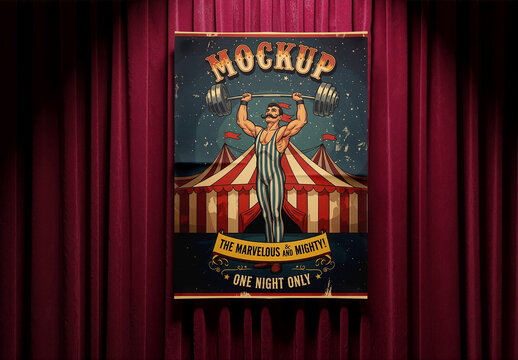 Red Curtain Poster Mockup