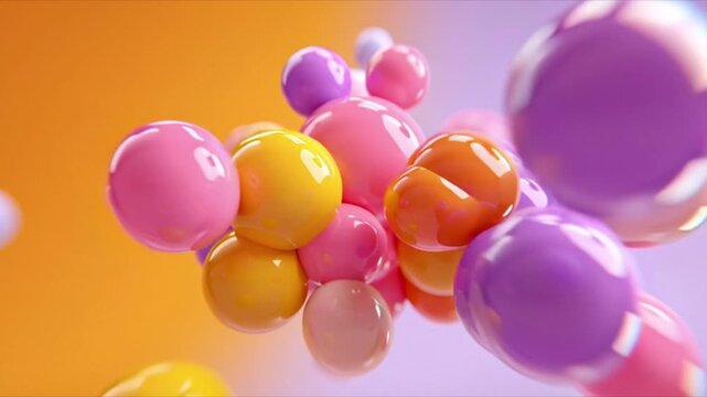 Abstract Colorful Spheres Floating in a Gradient Background.