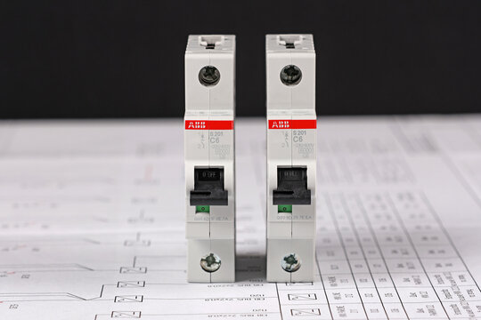 ABB circuit breakers on electronic digram. 