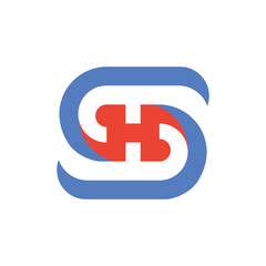 Obraz premium Modern SH Letter Logo Design in Blue and Red Minimal Vector Monogram