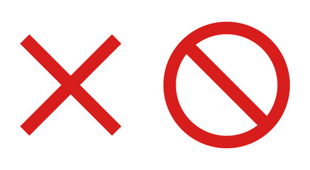 Obraz premium red cross and prohibited sign icons isolated on white background, error and no symbol set