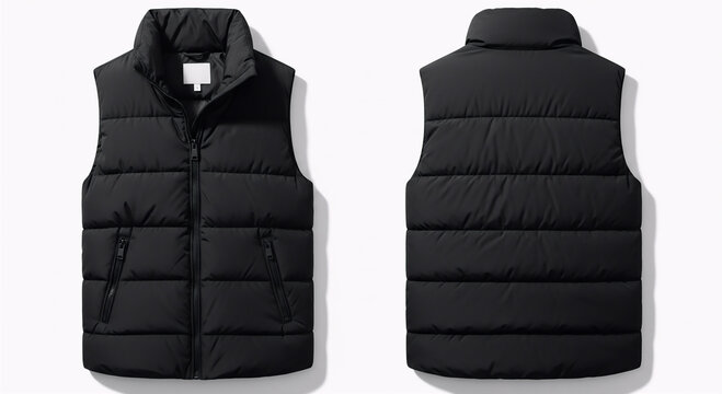 Black puffer vest for men and women