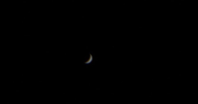 Real Authentic Venus Crescent 3000mm Real Time Atmospheric Turbulence Static Shot No People