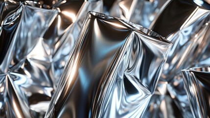 Naklejka premium Glossy aluminum foil rolls arranged in an industrial facility, gleaming under the lights and highlighting large scale manufacturing.