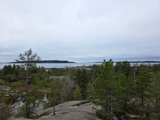 Forest, rocks and the lake