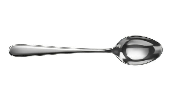 Stainless Steel Spoon Isolated on White Background for Kitchen and Dining Design Mockup