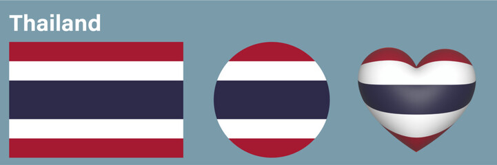 Obraz premium set flag of Thailand icon vector illustration 
