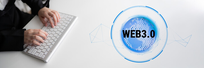 The global impact of the Web 3.0 next generation internet. A futuristic concept of a worldwide...