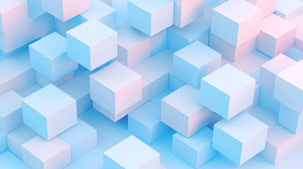 Obraz premium Abstract colorful geometric background with 3D cubes and square blocks arranged in a seamless pattern