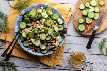 A fresh and healthy mini cucumber salad, ready for serving.