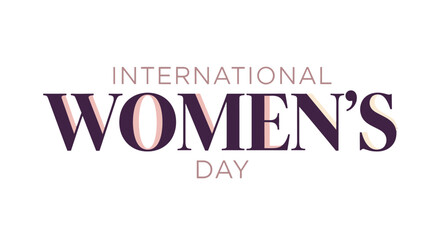 International Women's Day typography with elegant purple and pink lettering. © Wisnu505