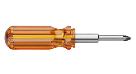 Fototapeta premium Side View of Head Screwdriver with Transparent Amber Plastic Handle Isolated on White Background