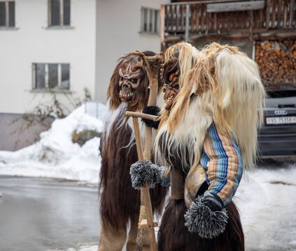 Tsch&auml;gg&auml;tt&auml; Carnival, Loetschental, Switzerland