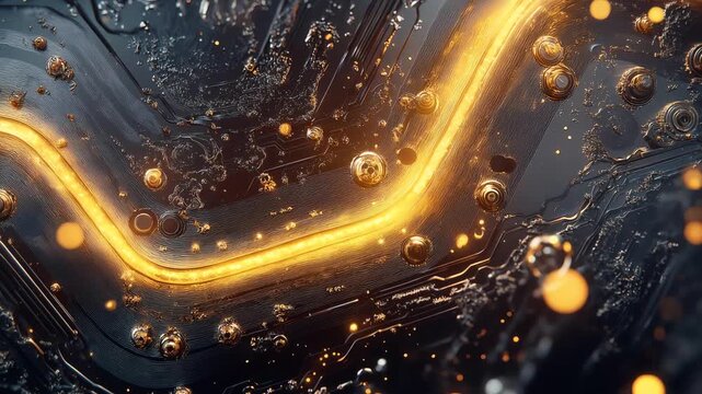 Futuristic supercomputer hardware submerged in cryogenic fluid concept