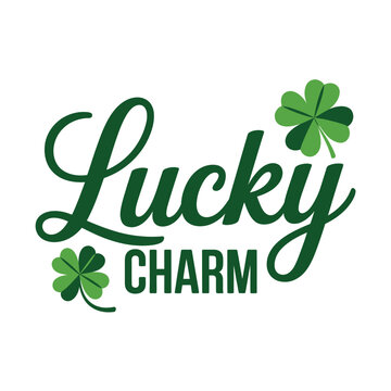 A green logo with the words Lucky Charm and shamrocks