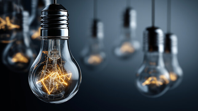 Professional networking background with glowing lightbulb against dark gradient background, symbolizing creative ideas and innovation in business world, entrepreneurial thinking,