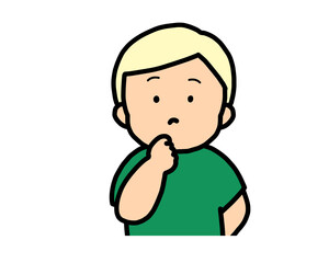 Obraz premium 考える（正面）金髪の男の子