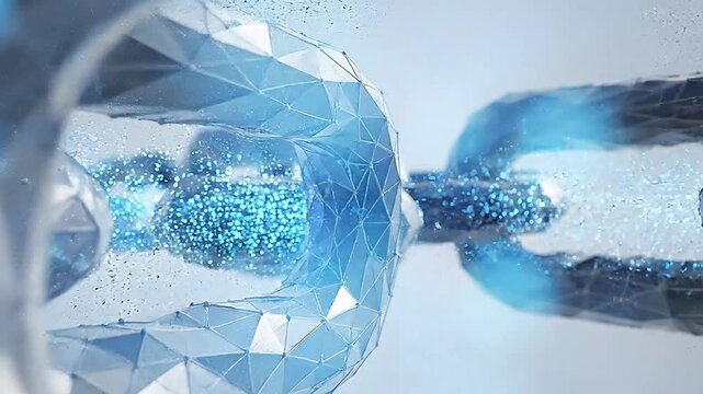 Futuristic digital connection powered by advanced blockchain technology, representing secure data integrity and innovation in interconnected networks