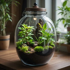 Build a small, self-contained terrarium; a thriving indoor ecosystem, perfect for plant propagation and ecosphere creation.