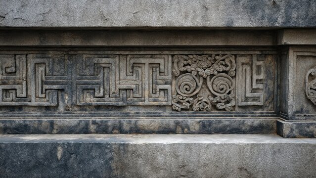 Intricate Stone Carvings on Ancient Wall