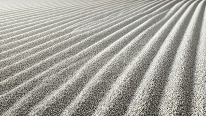 Zen Garden Sand Raked into Linear Pattern