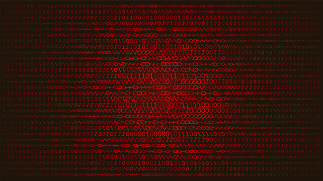 Crimson Pulse - Cyberpunk Binary Matrix with Radial Distortion Core