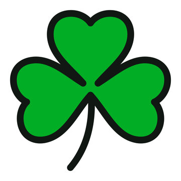 Shamrock icon, St. Patrick's Day symbol, vector illustration of three leaf clover isolated on white