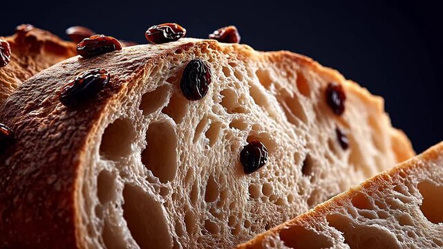 Sliced bread with raisins