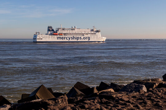 Rotterdam, Netherlands - 2-26-2022: Hospital ship Global Mercy of the mercy ships organisation
