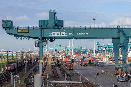 Rotterdam, Netherlands - 2021-01-13: overview of RSC rail terminal in Rotterdam