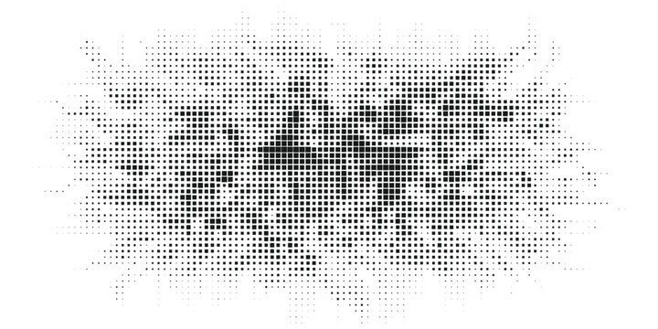 Abstract black square pixel horizontal wave pattern, flowing geometric mosaic background, minimal digital texture, modern technology inspired dynamic grid design, monochrome vector wallpaper