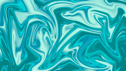 Abstract Teal and Turquoise Liquid Marble Background with Fluid Wavy Texture
