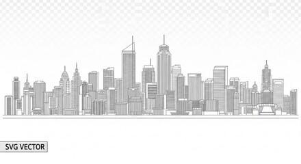 Obraz premium A minimalist vector illustration of a city skyline with skyscrapers and buildings