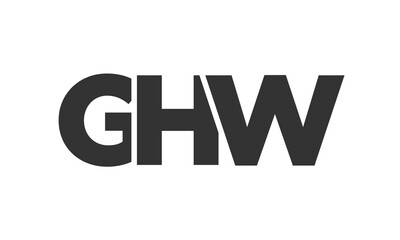 GHW logo design template with strong and modern bold text. Initial based vector logotype featuring simple and minimal typography. Trendy company identity.