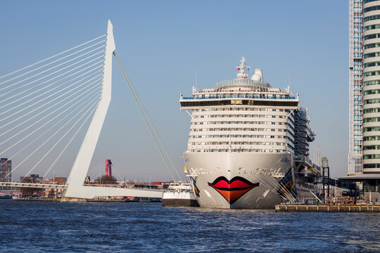 Rotterdam, Netherlands - 3-3-2022: Aida Cosma at cruise terminal Rotterdam