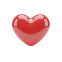 A glossy, red heart floats against a black background, with highlights and soft shadows