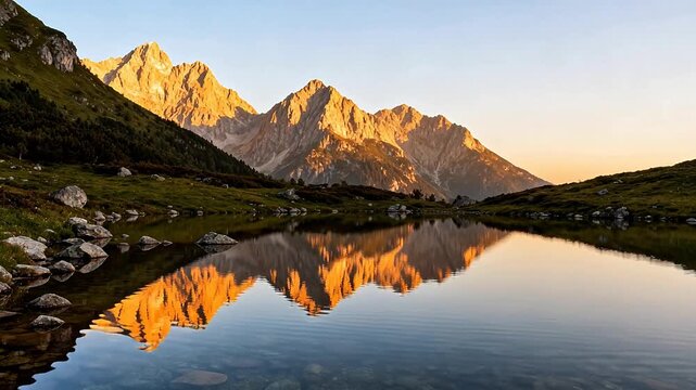 Mountain landscape with lake reflection