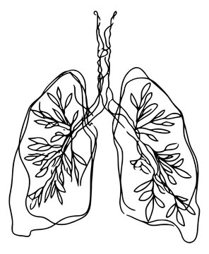 Lungs leaves branches botanical anatomy art